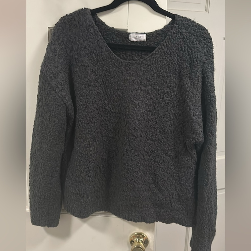 Sage Charcoal V-Neck Sweater